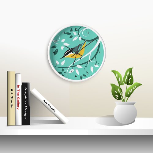 Stylized Nuthatch Wall Clock