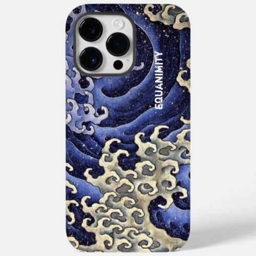 Stylized Ocean Wave Navy Blue and Ivory Case_Mate iPhone 14 Pro Max Case