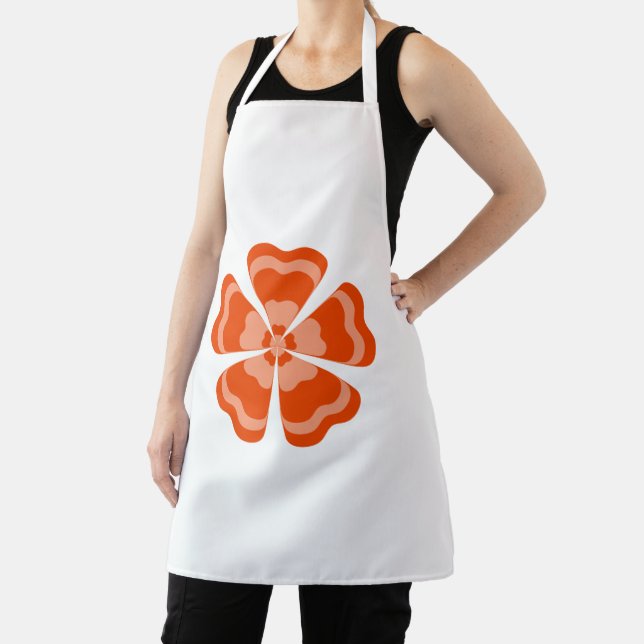 Stylized Orange Retro Flower  Apron (Insitu)