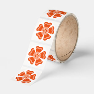 Stylized Orange Retro Flower Classic Round Sticker