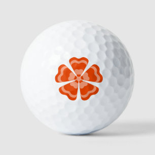 Stylized Orange Retro Flower Golf Balls