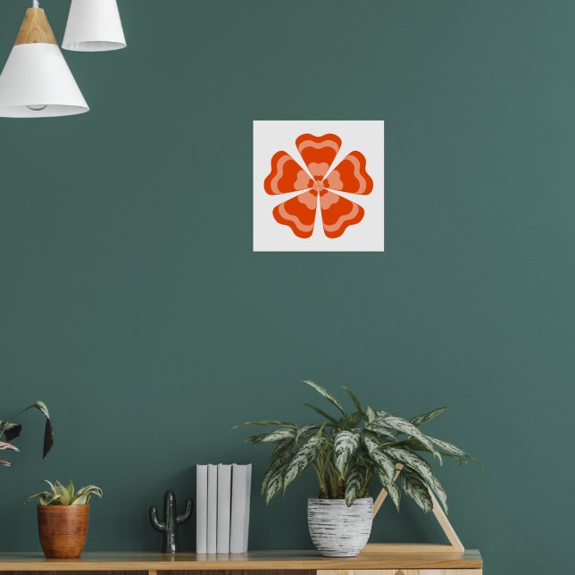 Stylized Orange Retro Flower  Poster (Living Room 1)