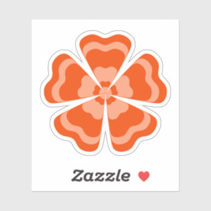 Stylized Orange Retro Flower Sticker