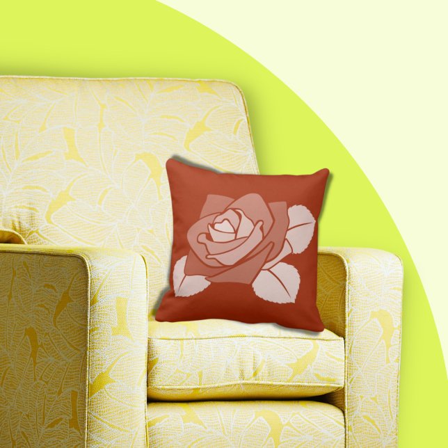 Stylized Orange Rose Blossom Throw Pillow (Creator Uploaded)