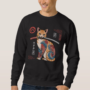 Stylized Orange Tabby Cat T-Shirt with Intricate Sweatshirt