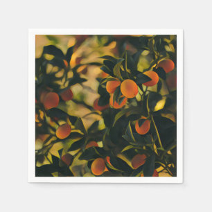 Stylized Orange Tree Paper Napkin