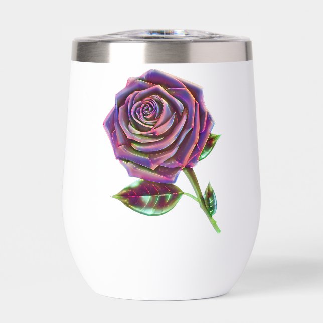 Stylized Oversized Rose - Holiday Thermal Wine Tumbler (Front)