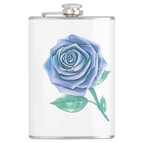 Stylized Oversized Rose _ Icy Blue Flask
