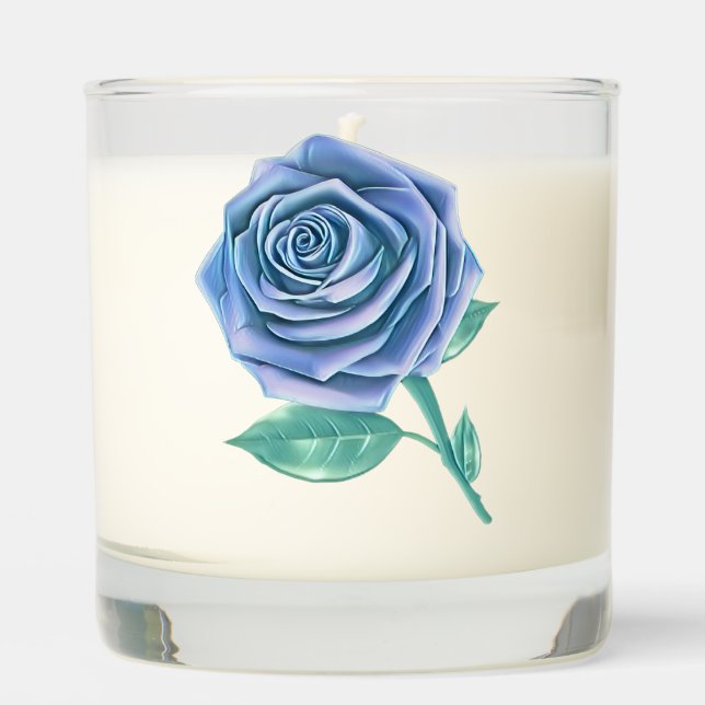 Stylized Oversized Rose - Icy Blue Scented Candle (Front)