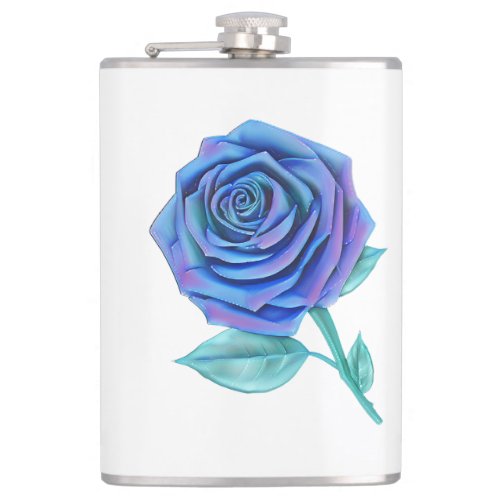 Stylized Oversized Rose _ Indigo Flask