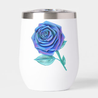Stylized Oversized Rose - Indigo Thermal Wine Tumbler