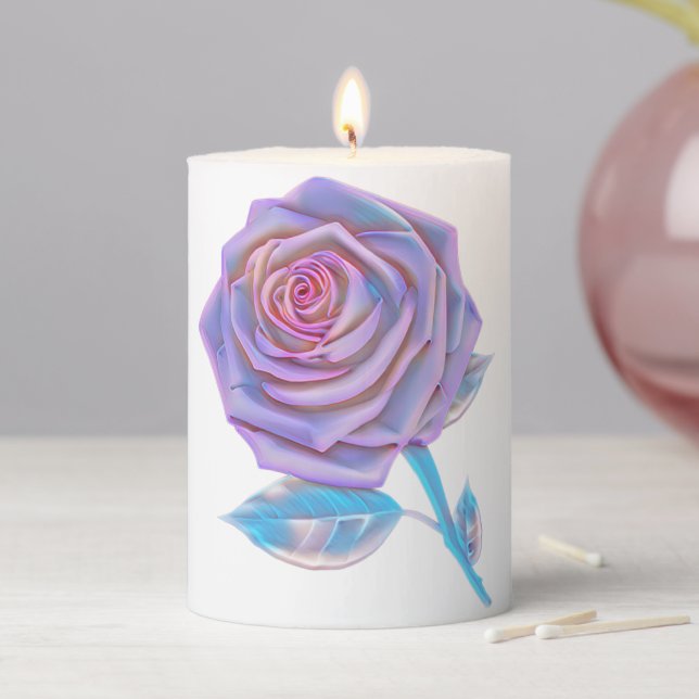 Stylized Oversized Rose - Misty Pink Pillar Candle (In Situ)
