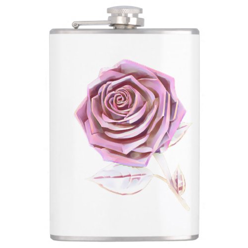 Stylized Oversized Rose _ Platinum Pink Flask