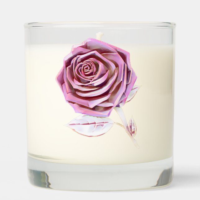 Stylized Oversized Rose - Platinum Pink Scented Candle (Front)