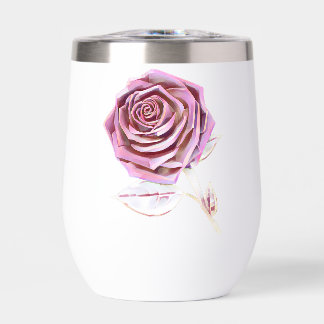Stylized Oversized Rose - Platinum Pink Thermal Wine Tumbler