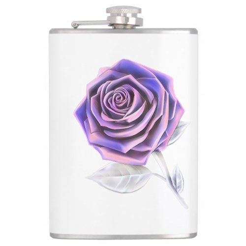 Stylized Oversized Rose _ Platinum Purple  Flask