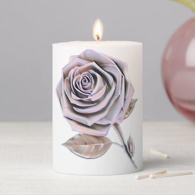 Stylized Oversized Rose - Rose Gold Pillar Candle (In Situ)