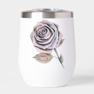 Stylized Oversized Rose - Rose Gold Thermal Wine Tumbler