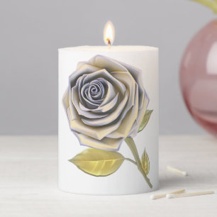 Stylized Oversized Rose - Yellow Gold Pillar Candle