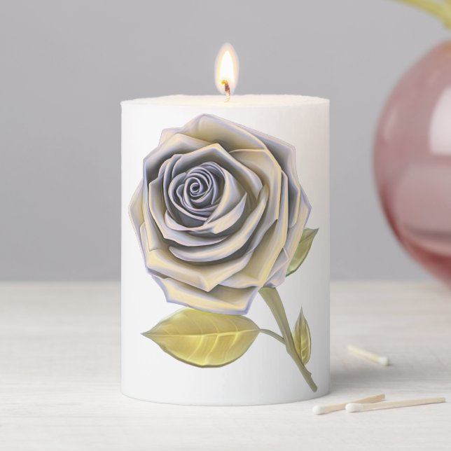 Stylized Oversized Rose - Yellow Gold Pillar Candle (In Situ)