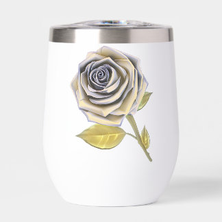 Stylized Oversized Rose - Yellow Gold Thermal Wine Tumbler