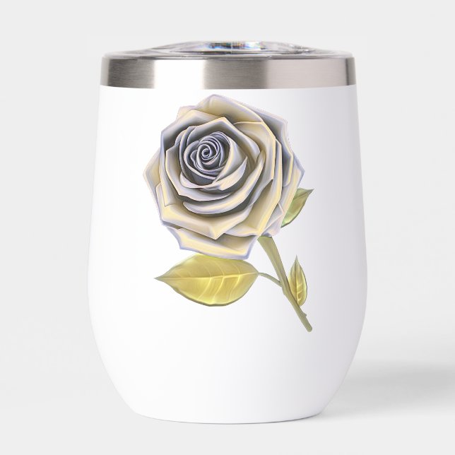 Stylized Oversized Rose - Yellow Gold Thermal Wine Tumbler (Front)