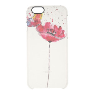 Stylized painted watercolor poppy flower clear iPhone 6/6S case