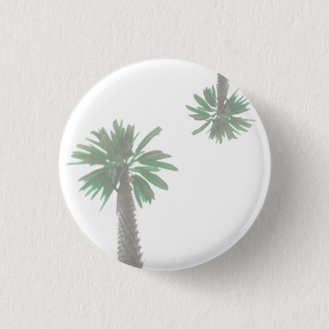 Stylized Palm Tree Pastel Green Tropical Button (Front)