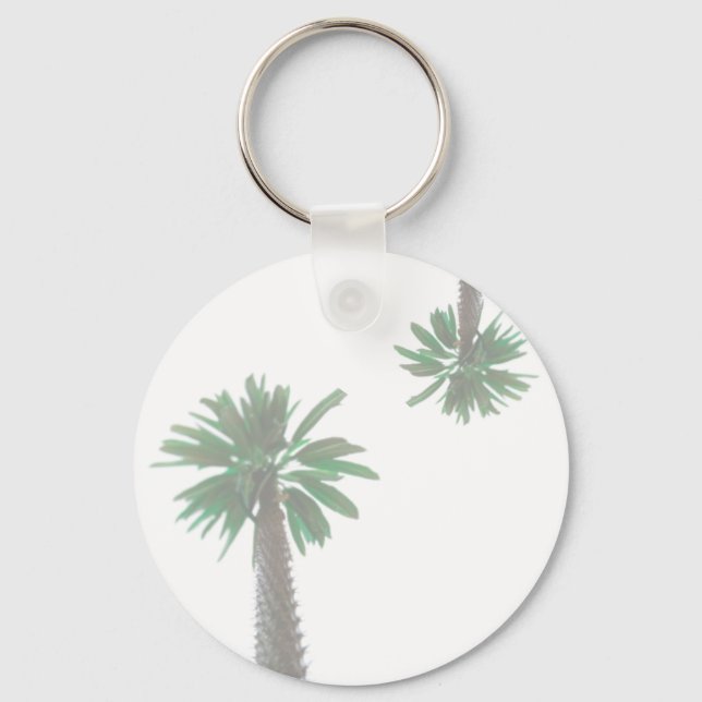 Stylized Palm Tree Pastel Green Tropical Keychain (Front)