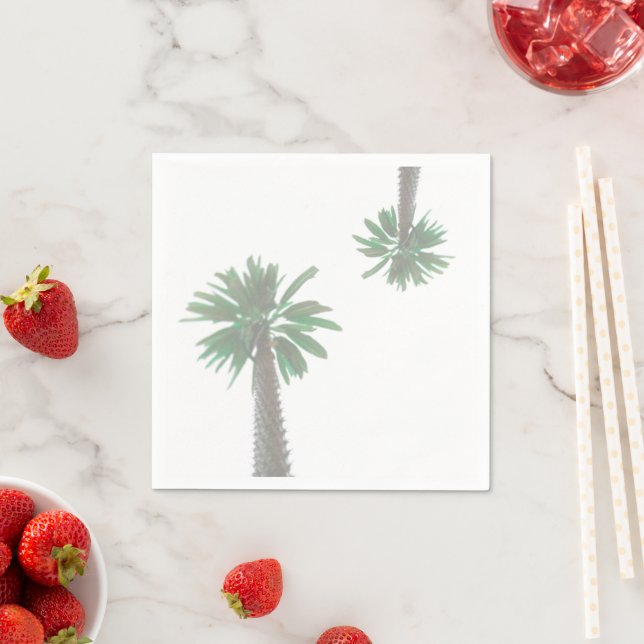 Stylized Palm Tree Pastel Green Tropical Napkins (Insitu)