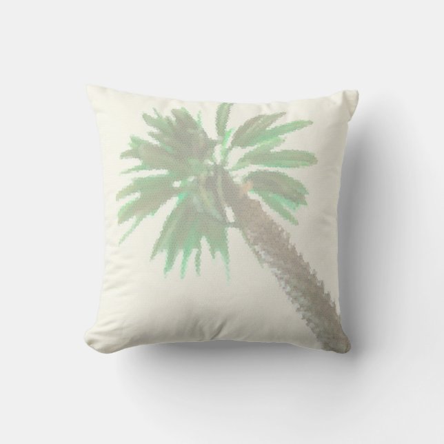 Stylized Palm Tree Pastel Green Tropical Throw Pillow (Front)
