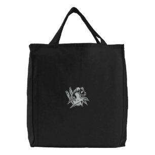 Stylized Panda Embroidered Tote