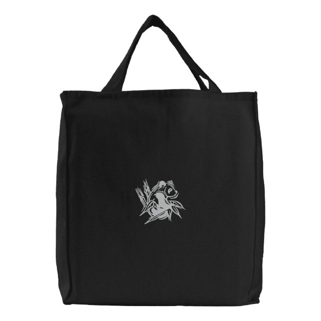 Stylized Panda Embroidered Tote (Front)