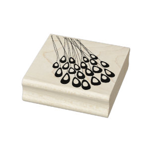 Stylized Peacock Feather Modern Rubber Stamp