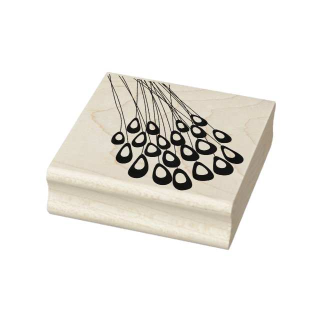 Stylized Peacock Feather Modern Rubber Stamp (Stamp)