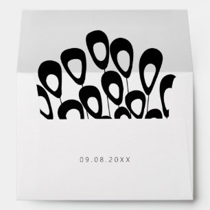 Stylized Peacock Feather Modern Wedding Envelope