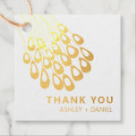 Stylized Peacock Feather Modern Wedding Gold Foil Foil Favor Tags<br><div class="desc">Modern. Minimal. This collection uses stylized peacock feathers to create an elegant look for your special day.</div>