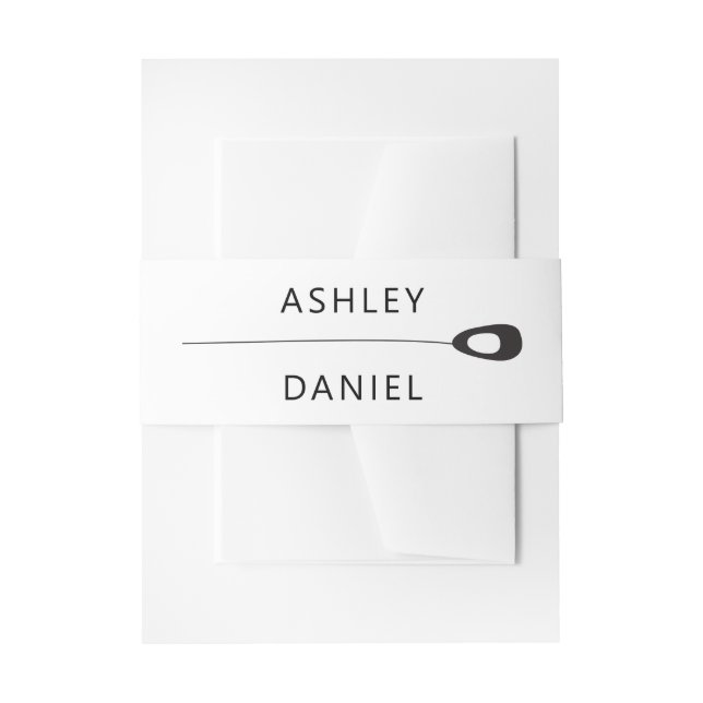 Stylized Peacock Feather Modern Wedding Invitation Belly Band (Front Example)