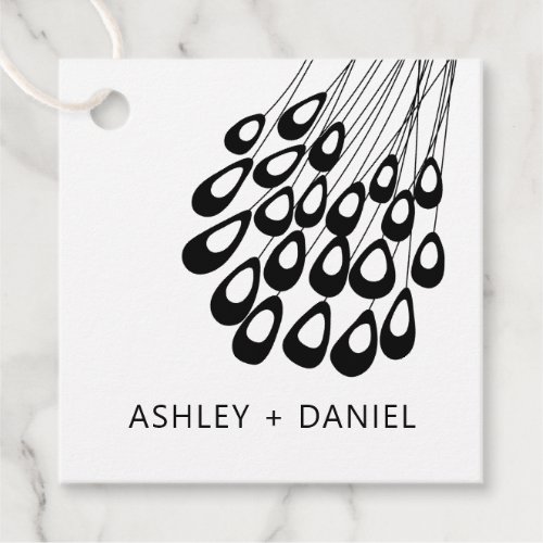 Stylized Peacock Feather Modern Wedding Square Favor Tags