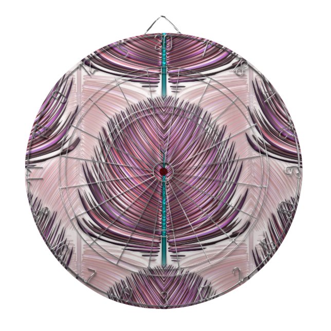 Stylized Peacock Feather - pink Dartboard (Front)