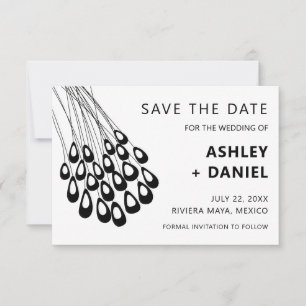 Stylized Peacock Feather Wedding Save the Date