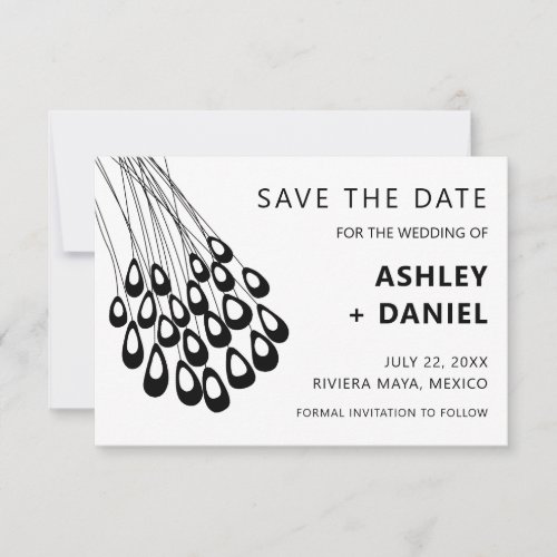 Stylized Peacock Feather Wedding Save the Date