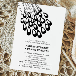 Stylized Peacock Feathers Modern Couples Shower Invitation