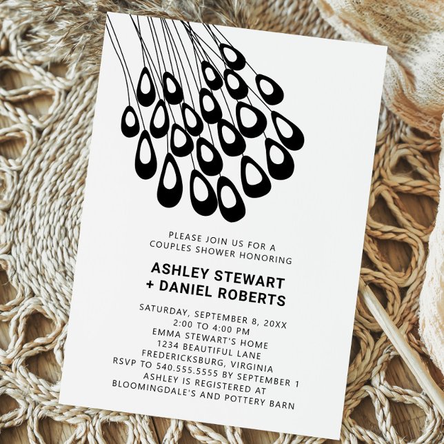 Stylized Peacock Feathers Modern Couples Shower Invitation (Creator Uploaded)