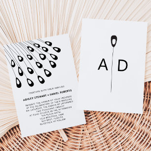 Stylized Peacock Feathers Modern Wedding Invitation
