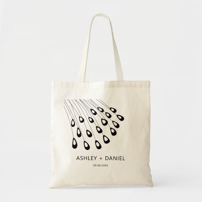 Stylized Peacock Feathers Wedding Welcome Bag, Tote Bag (Front)