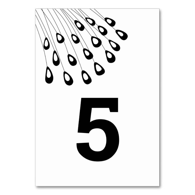 Stylized Peacock Modern Wedding Table Number Cards (Front)