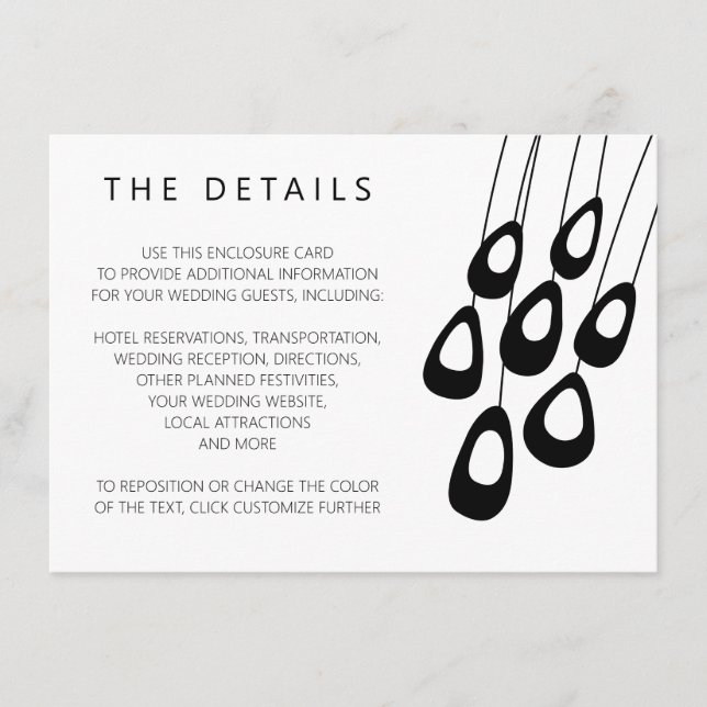 Stylized Peacock Wedding Invitation Enclosure Card (Front)