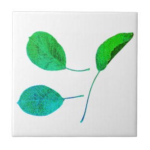 Stylized Pear Tree Leaf Texture Print Ceramic Tile