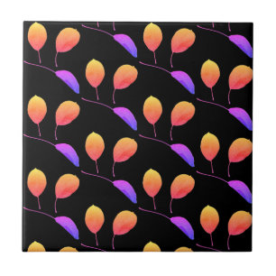 Stylized Pear Tree Leaf Texture Print Ceramic Tile